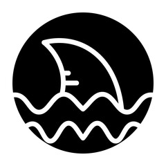Shark Fin Vector Glyph Icon Design