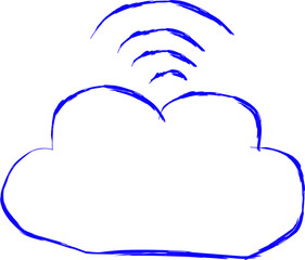 iot icon in doodle style. blue line scribble icon	