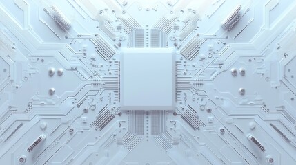 AI digital circuit board abstract, clean symmetry, light from above, minimalistic style