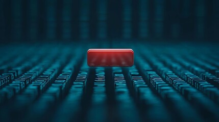 Bold red button set against a dark background creating a strong visual impact and drawing attention in graphic design