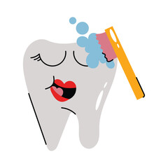 Brushing teeth vector Sticker. Eps 10 file