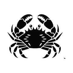 Black Crab Silhouette Vector Illustration on White Background – Marine Animal Clipart for Seafood and Ocean Themes
