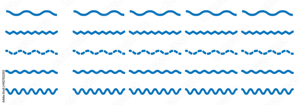Aufkleber waves line set. wave ornament pattern. set of wavy zigzag lines. wave thin line background. vector z