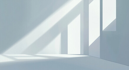 Fototapeta premium Minimalist interior scene casting geometric shadows, bathed in soft, bright light