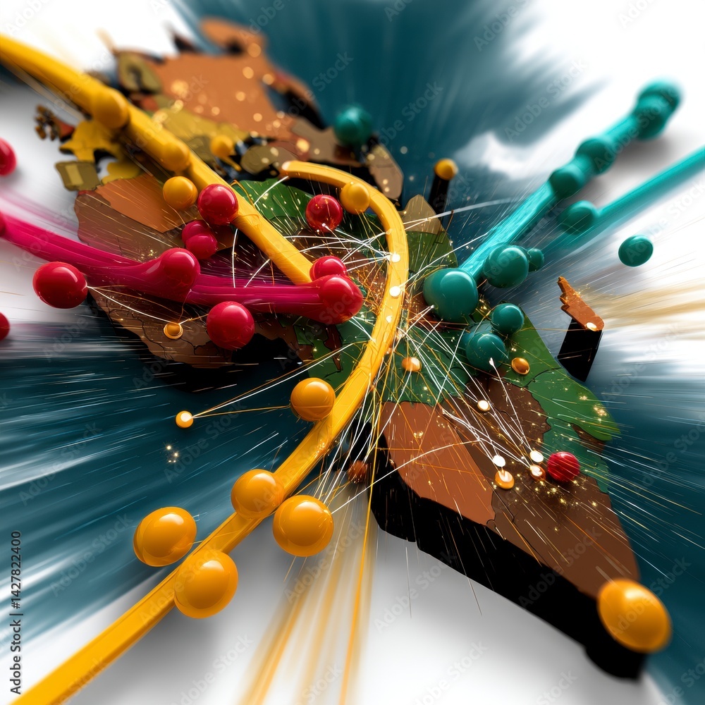 Aufkleber dynamic data visualization global map infographic digital environment aerial view technology insight