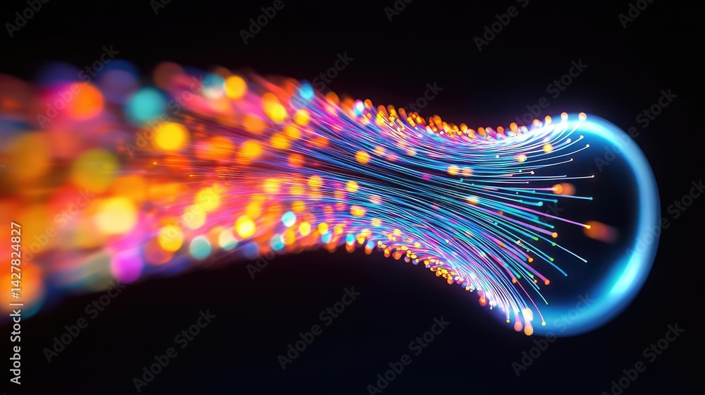 Poster explosion of lightbulb in electric high-speed burst concept. vibrant abstract light trails in motion