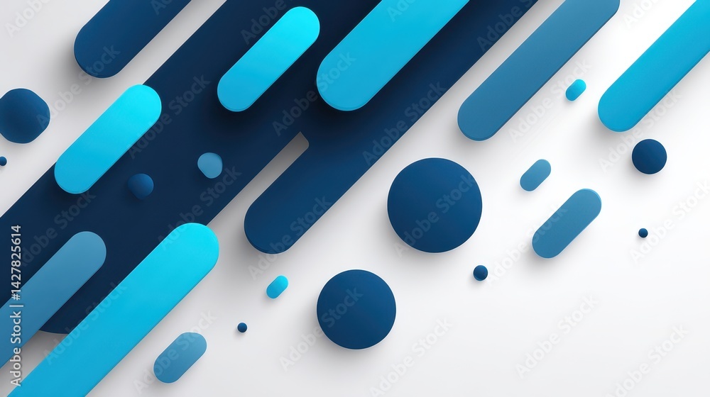 Aufkleber dynamic blue abstract background, a captivating design with circles and lines