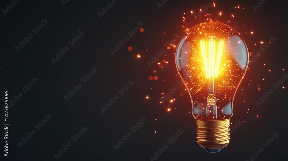 Aufkleber explosion of lightbulb in electric high-speed burst concept. illuminating light bulb glowing with sp