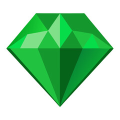a green gemstone or diamond icon with a geometric no background vector file.