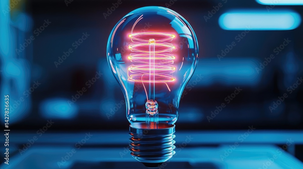 Aufkleber explosion of lightbulb in electric high-speed burst concept. illuminating light bulb with glowing ne