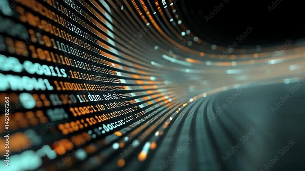 Poster digital flow visualization: a stunning visualization of data streams cascading through a digital net