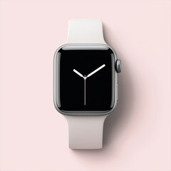 
Minimalist Apple Watch Face &ndash; Flat Design in Light Pink and White, High-Resolution PNG (No Shadows, No Text)