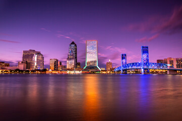 Jacksonville Florida skyline at night