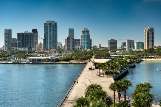 St. Petersburg Florida waterfront and St. Pete Pier downtown skyline