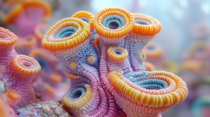 Fototapeta premium vibrant coral reefs with brightly colored polyps in underwater marine ecosystem
