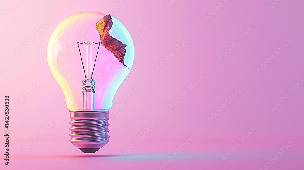 Poster explosion of lightbulb with creative invention impact concept. creative light bulb design with vibra