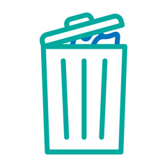 Trash Vector Line Blue Bluish Green Icon Design