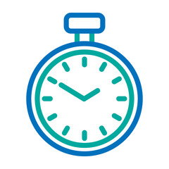 Pocket Watch Vector Line Blue Bluish Green Icon Design