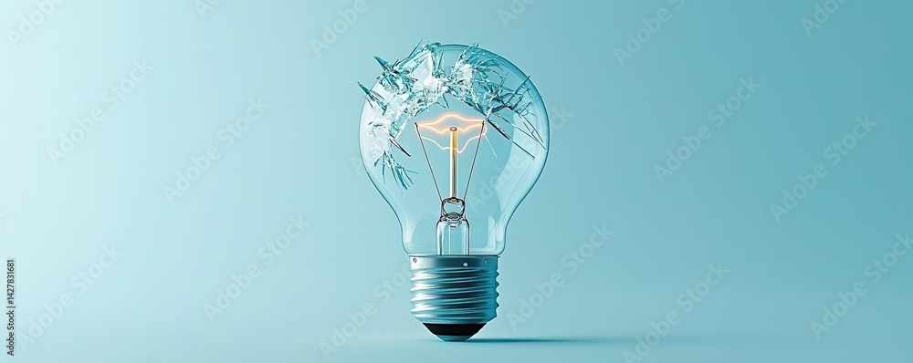 Aufkleber explosion of lightbulb showing filament and invention concept. a creative light bulb with a world in