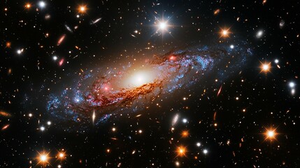 Cosmic Spiral Galaxy & Stars