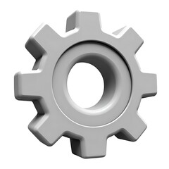 Gray gear on white background 3D model simple design isolated gear