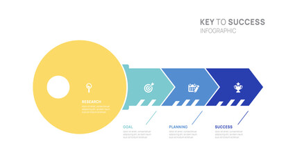 key success achievement grow infographic template for business. growth or progress to achieve target goal 4 steps vector.