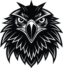 Eagle Head Silhouette Vector - Bold Black Bird of Prey Black Vector Logo