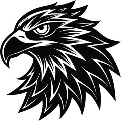 Eagle Head Silhouette Vector - Bold Black Bird of Prey Black Vector Logo