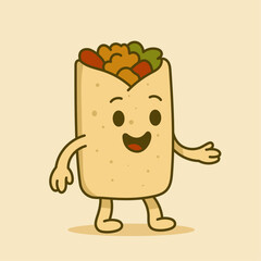 Cute cartoon kebab character with a friendly and playful expression. Perfect for t-shirt designs, kids merchandise, branding, stickers, and food-themed projects.