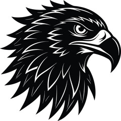 Eagle Head Silhouette Vector - Bold Black Bird of Prey Black Vector Logo