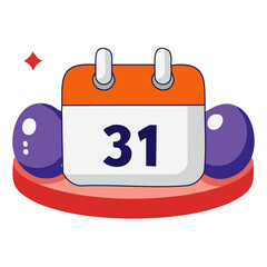 Welcoming Graphic Depicting a Calendar with the 31st Highlighted Next to Playful Eggs Symbolizing Celebration and Anticipation Ideal for Design Use in Spring Festivals and Special Events

