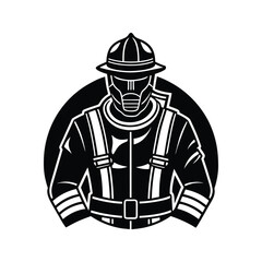 Firefighter bunker gear icon silhouette vector with white background