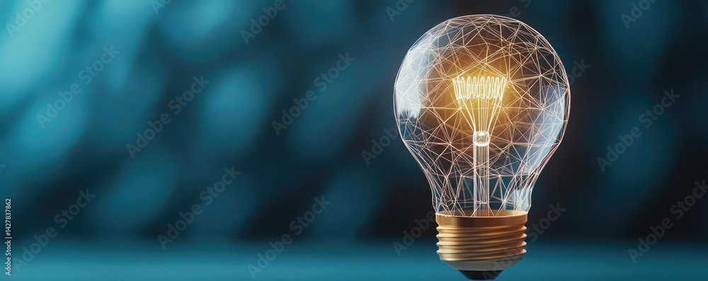 Aufkleber polygon lightbulb with innovation and exchange concept. a glowing light bulb illuminating creativity