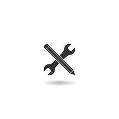 Fototapeta premium Wrench and pen business icon with shadow