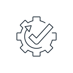 Test automation. Software development and IT operations. Vector linear icon isolated on white background.