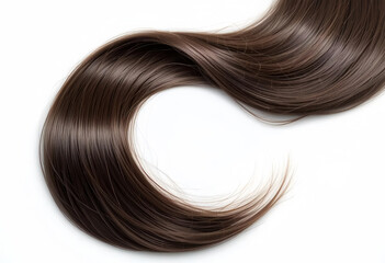 Fototapeta premium Glossy Brown Hair Curl on White Background
