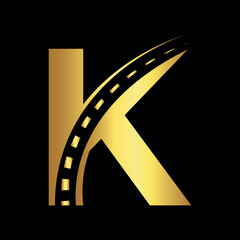 Road Logo combine with letter K vector template