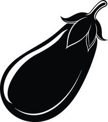 Eggplant Silhouette Vector - Simple Black Vegetable Illustration