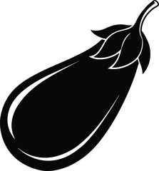 Eggplant Silhouette Vector - Simple Black Vegetable Illustration