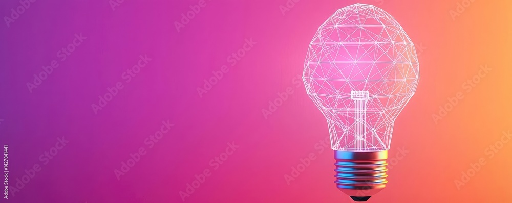 Poster polygon lightbulb with innovation and exchange concept. a modern light bulb design with vibrant grad