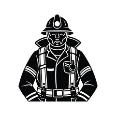 Prepared firefighter icon silhouette vector with white background