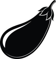 Eggplant Silhouette Vector - Simple Black Vegetable Illustration