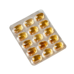 One pack of vitamin capsules, transparent background