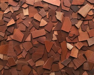 Assorted wood pieces, flat lay, abstract design, background