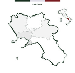 Regione Campania in Italia - mappa vettoriale	