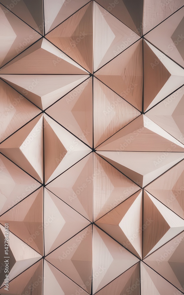 Poster abstract triangular geometric pattern with shades of rose and elegant texture