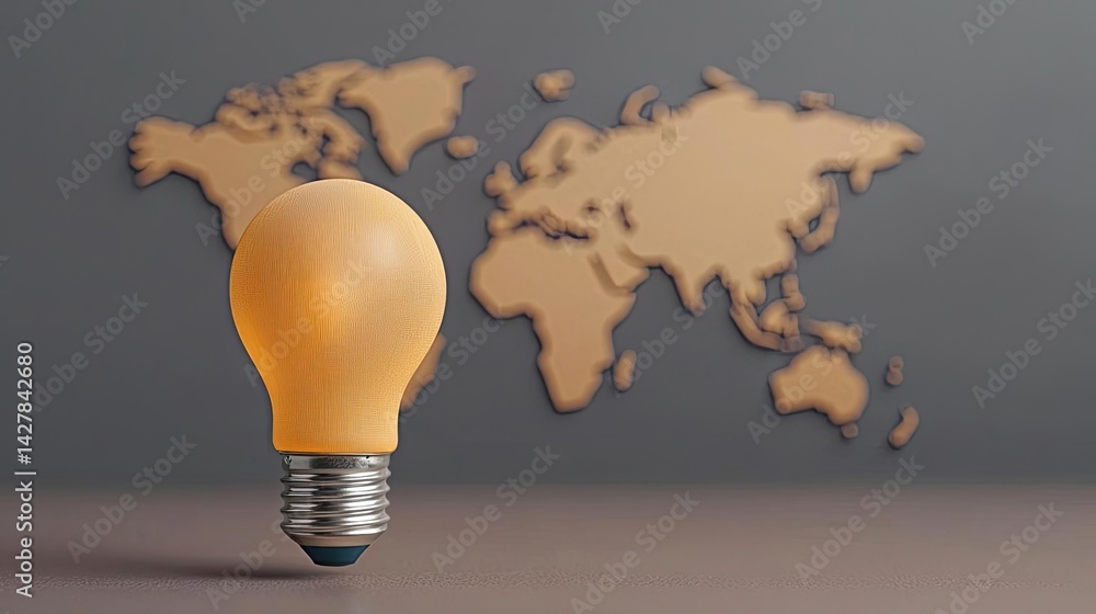 Poster polygon lightbulb with innovation and exchange concept. a light bulb symbolizes innovation and globa