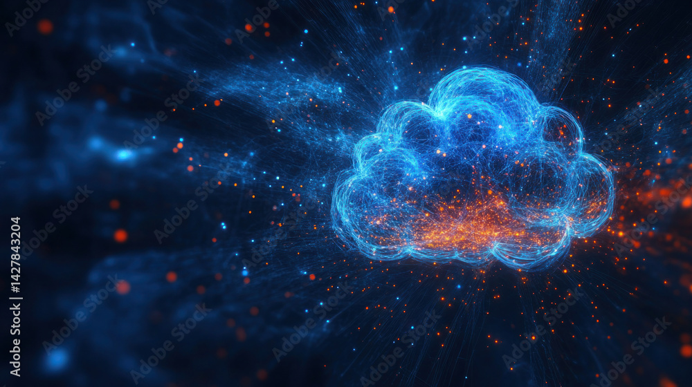 Poster abstract space background with a cosmic nebula and distant stars evokes a science fiction fantasy of