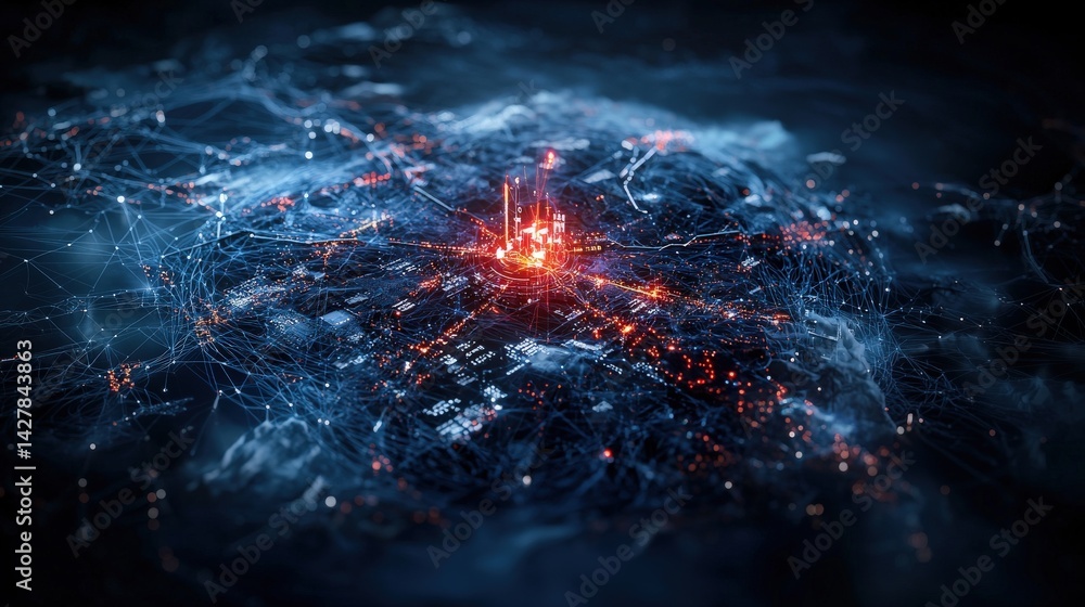 Aufkleber visualizing urban connectivity a digital map of networked city technology futuristic environment aer