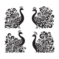 Fototapeta premium create peacock bird Silhouette with white background